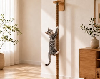 Muurbevestigd klimtouw voor katten, krabpaal van hennep voor katten