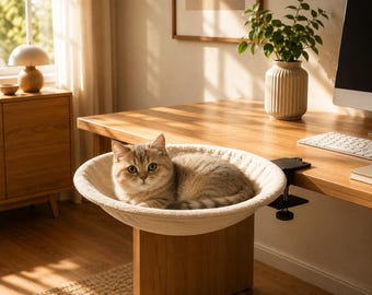 Foldable Desk Cat Hammock, Hanging Perch Bed for Home Office