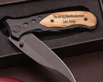 Gift for him, Engraved Folding Knife, Black Custom Knife boyfriend gift for him, Gift for dad, I love you gift.