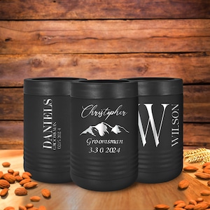 Groomsmen Customized Metal Can Cooler, Engraved Metal Can Holder-Personalized Can Cooler-Gift for Man, Gift for Him