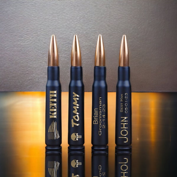 Groomsmen Gifts Engraved Black .50 Caliber Bullet Bottle Opener Personalized Father of the Bride Gift Father of the Groom Gift Best Man