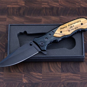 Engraved Pocket Knife, Groomsmen Gifts, Black Custom Knife boyfriend gift for him, Gift for dad, Fathers Day gift image 6