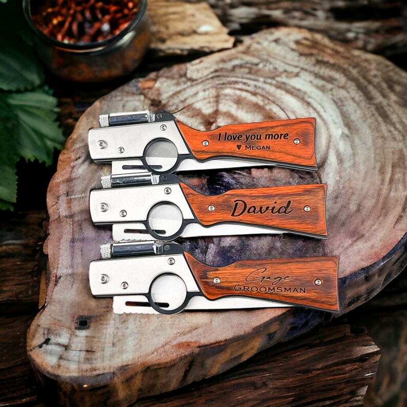 Engraved Knife with LED light, pocket knife, Personalized knife, folding knife, gift for him, Fathers Day Gift, Gift for Boyfriend image 1