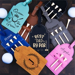 Best Dad By Par Personalized Leatherette Golf Bag Tag, Personalized Father&#39;s Day Gifts, Gifts for Dad, Golf Gifts for Men, Golf Gifts