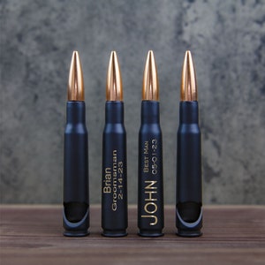 Groomsmen Gifts Engraved Black .50 Caliber Bullet Bottle Opener Personalized Father of the Bride Gift Father of the Groom Gift Best Man image 5