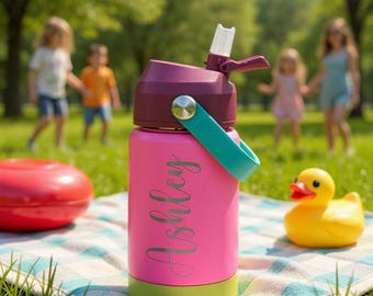 Birthday gift for Kids, Personalized Kids Water Bottle, Custom Laser Engraved for Boys and Girls, 12 oz Stainless Steel