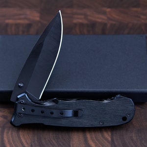 Engraved Pocket Knife, Groomsmen Gifts, Black Custom Knife boyfriend gift for him, Gift for dad, Fathers Day gift image 4