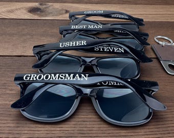 Custom Groomsman Sunglasses Personalized Wedding Party Shades for Groom, Best Man, Usher, Bachelor Party Favors Name Printed Gifts