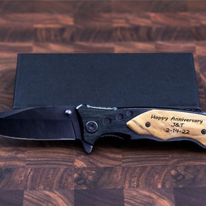 Engraved Pocket Knife, Groomsmen Gifts, Black Custom Knife boyfriend gift for him, Gift for dad, Fathers Day gift image 5