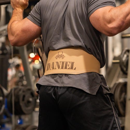 Personalized Leather Weightlifting Belt: Laser Engraved Gym Belt