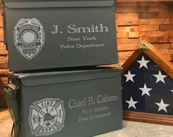 Personalized Ammo box for Police and Fireman/ammunition can/ammo box/military ammo can/groomsman ammo box/ammunition box/groomsman gift