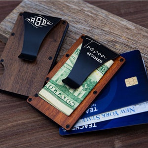 Billetera con clip para billetes para padrinos de boda, regalos para padrinos de boda, tarjetero personalizado para hombre, regalos para padrinos de boda