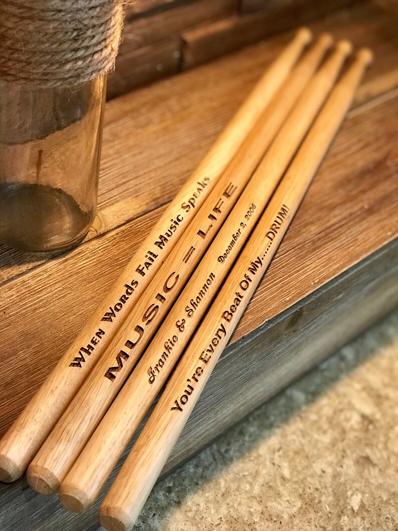 Personalized Drum Sticks Custom Engraved 16 Inch Wood Etsy