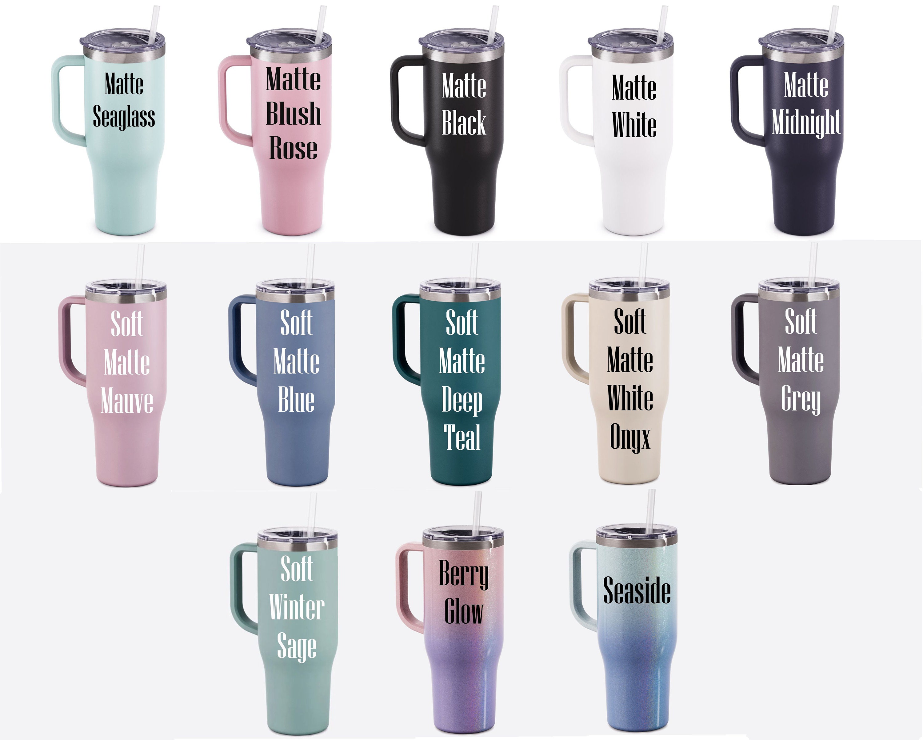 Personalized 40oz Tumblers with Handle & Straw – CRU CUPS