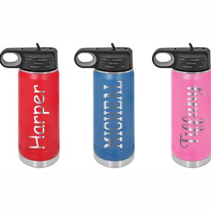 Personalized Kids Water Bottle with Straw, Back to School, 12 oz or 20oz Stainless Steel Custom Laser Engraved for Boys and Girls image 6