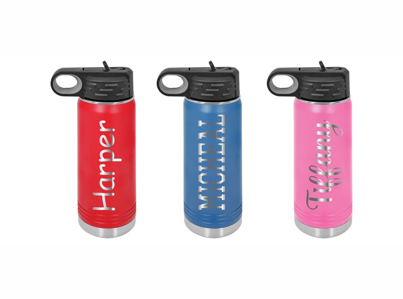 Personalized Kids Water Bottle with Straw, Back to School, 12 oz or 20oz Stainless Steel Custom Laser Engraved for Boys and Girls image 6