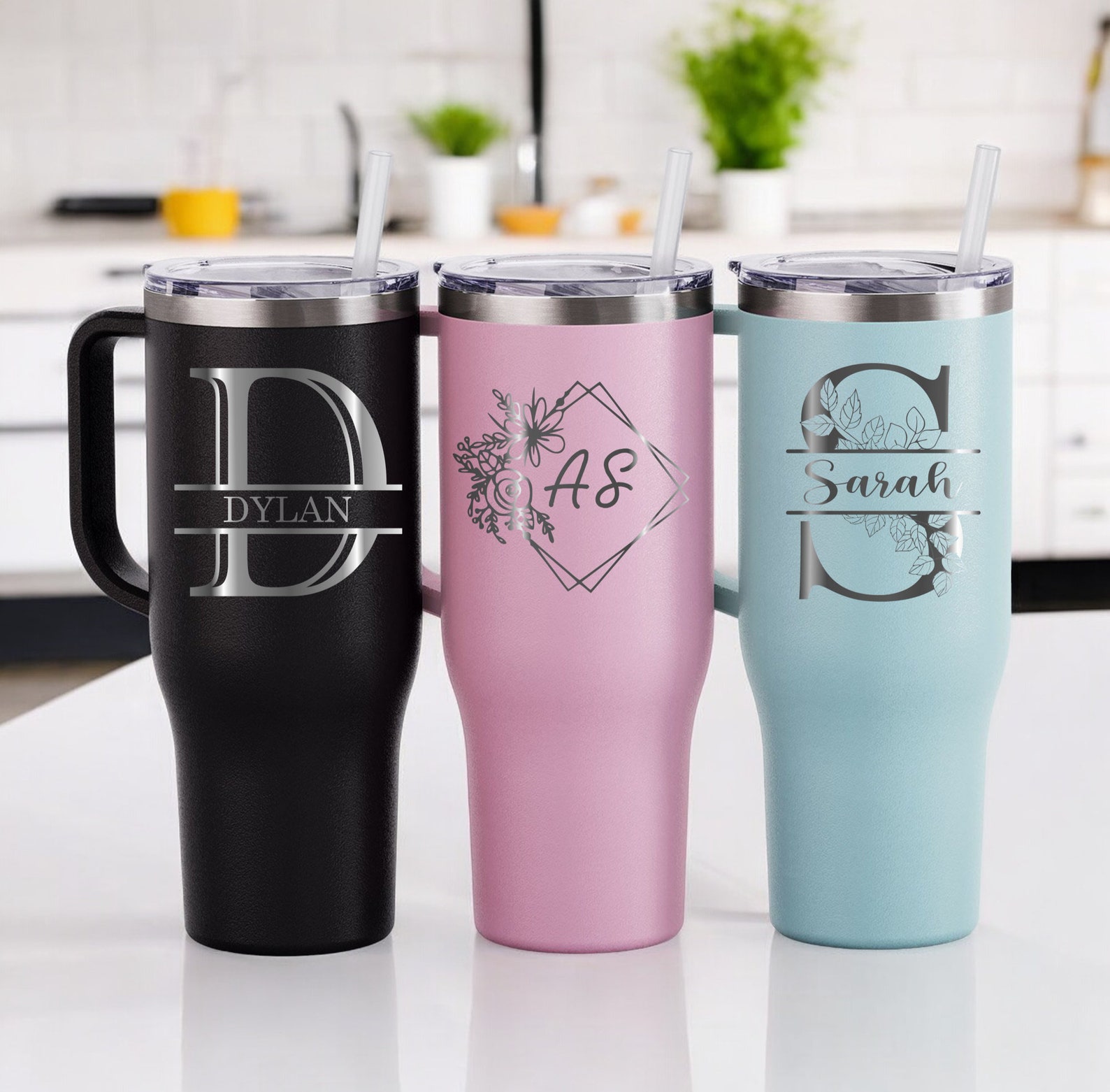 Adam Tartan Crest 40 oz Insulated Tumbler with Handle