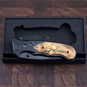 Engraved Pocket Knife, Groomsmen Gifts, Black Custom Knife boyfriend gift for him, Gift for dad, Fathers Day gift image 7