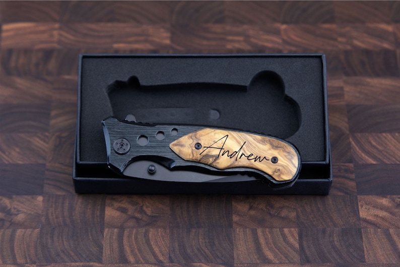 Engraved Pocket Knife, Groomsmen Gifts, Black Custom Knife boyfriend gift for him, Gift for dad, Fathers Day gift image 7