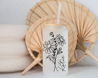 Mother's day Gift, Personalized Birth Flower Tumbler with name, Custom Birth Flower Coffee Cup, Bridesmaid Proposal Gifts for Her