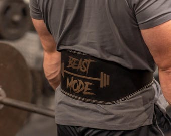 Personalized Leather Weight Lifting Belt: Padded Lumbar Support