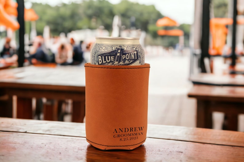 Groomsmen Can Cooler, Groomsmen Gifts Personalized, Engraved Can Cooler, Beer Can Holder, Groomsmen Proposal, Groomsman Gift Ideas image 4