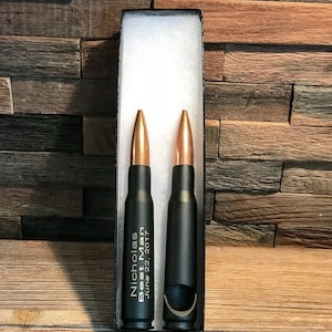 Groomsmen Gifts Engraved Black .50 Caliber Bullet Bottle Opener Personalized Father of the Bride Gift Father of the Groom Gift Best Man image 4