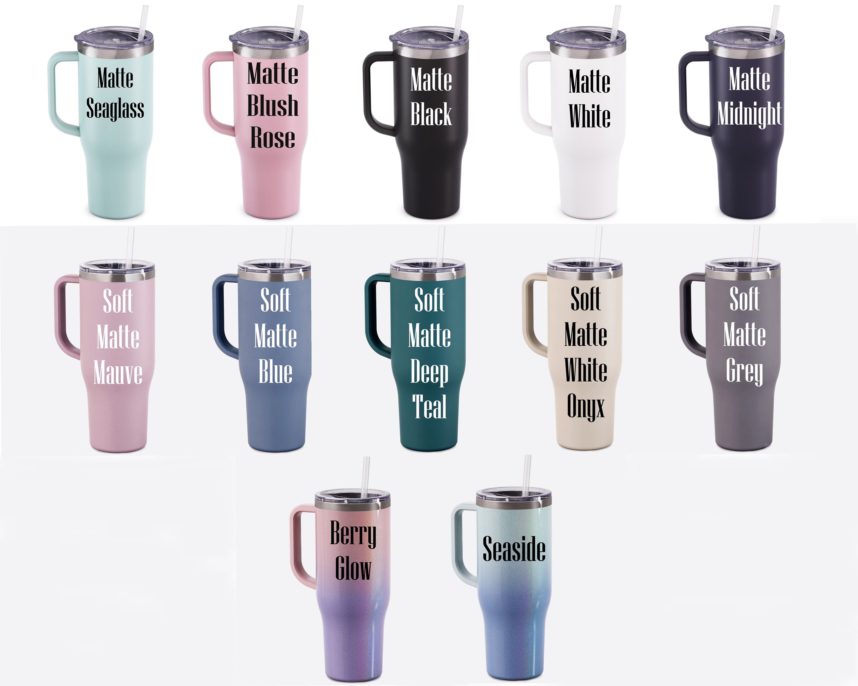 Personalized 40oz Tumbler with Handle, Lid and Straw, Stainless Steel Engraved Tumbler, Personalized Gift for Dad, Gift for Him