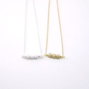 Tiny wish necklace - little bar - silver or gold filled - stardust beads - minimal dainty illusy