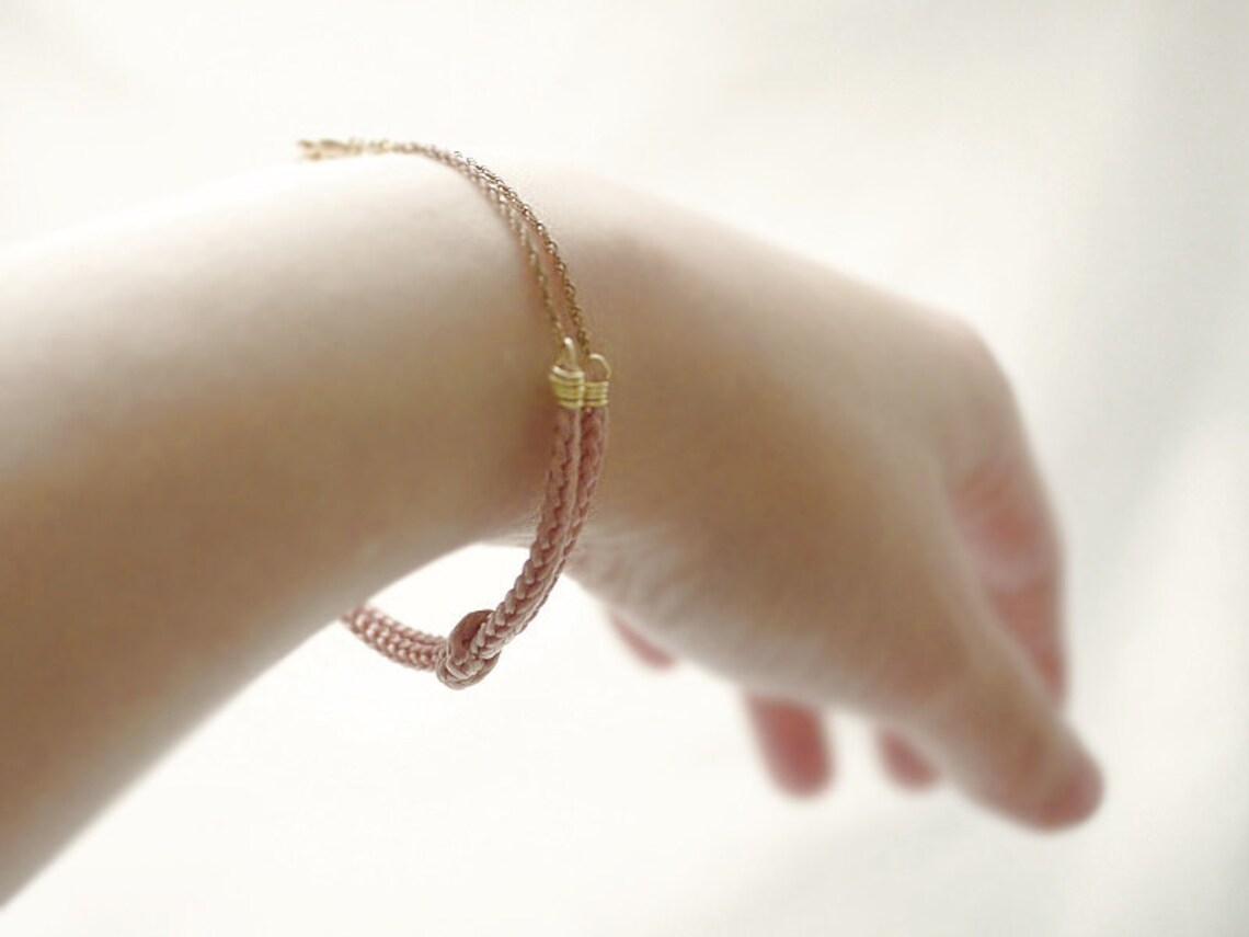 Pink Knot Bracelet Rope Bracelet Nautical Dainty Jewelry Etsy