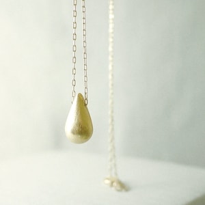 Gold teardrop necklace - long gold filled - simple minimal illusy