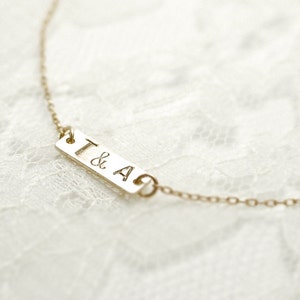 Initial tag necklace personalized sideways or center customized dainty jewelry image 4