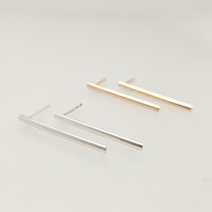 Long Bar Earrings - Simple Bar Earrings - Sterling Silver or 14K Gold Filled - Minimalist Everyday Earrings illusy