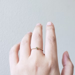 Pode incluir: Um delicado anel de ouro com um pequeno amuleto de caveira preta.