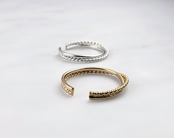 Twist cuff ring - gold cuff - silver cuff - minimal ring - stacking ring - layering ring - open ring - dainty illusy