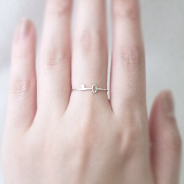 Key ring - tiny thin sterling silver ring - friendship love jewelry