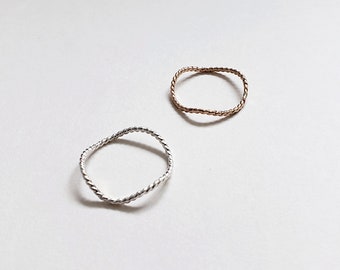 Wave ring - thin twist ring - gold silver - organic stacking ring - minimal dainty illusy