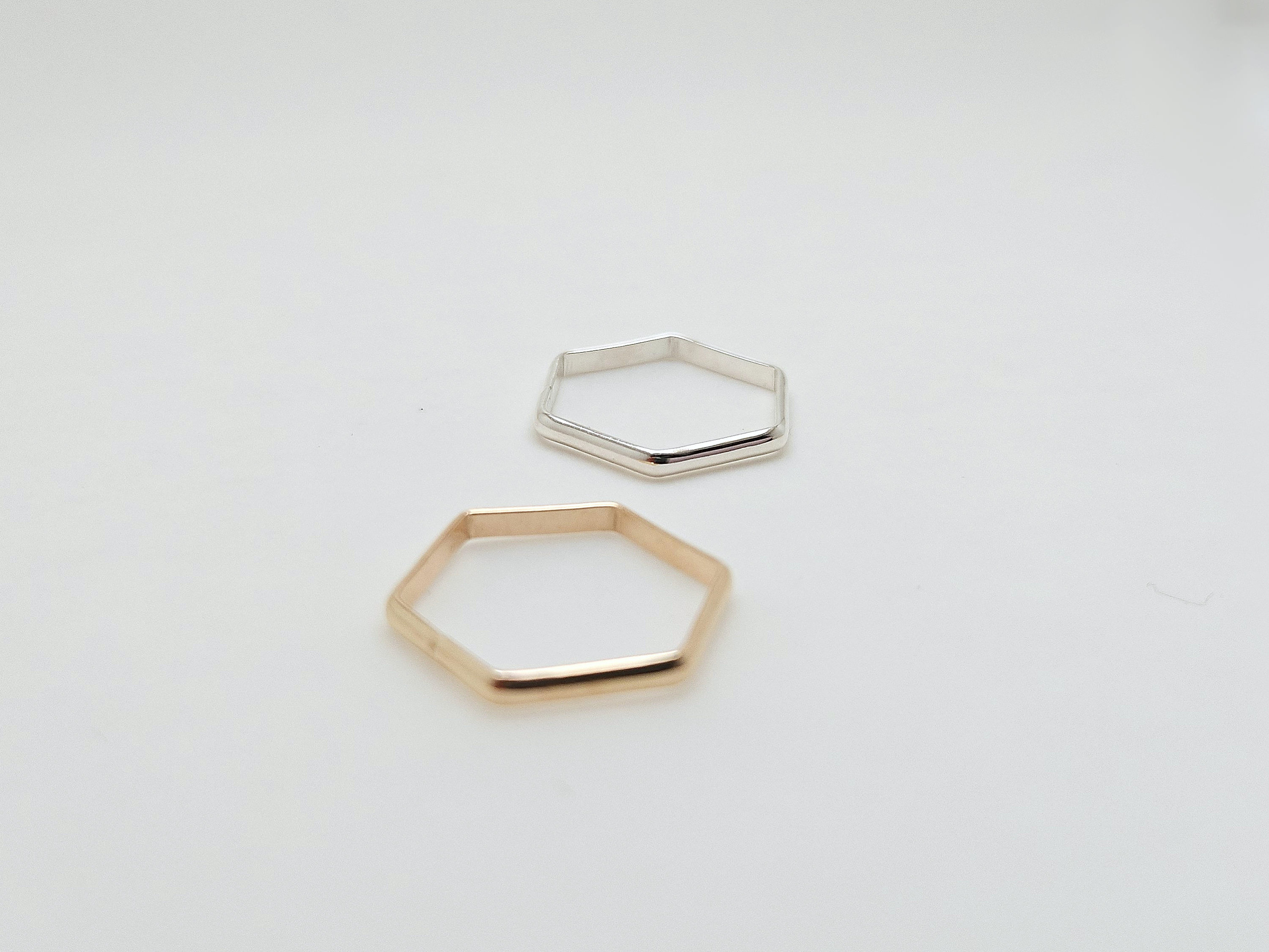 Modern Hexagon Ring - Half Round Hexagon - Stacking Ring - Minimalist ...