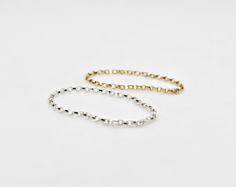 Anillo de cadena Rolo - anillo de cadena de plata - anillo de cadena de oro - anillo de cadena delicado - anillo de cadena pequeño - ilusión minimalista moderna