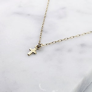 Tiny gold cross necklace small gold cross faith necklace delicate dainty everyday illusy image 5