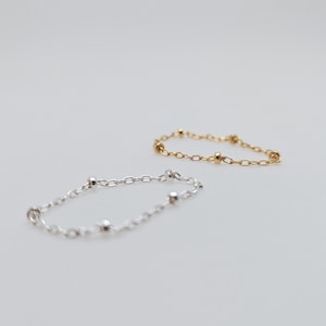 Bead chain ring - Satellite chain - Gold Silver - Dainty chain ring - Stacking ring - illusy