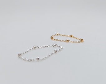 Anillo de cadena de cuentas - Cadena satélite - Oro y plata - Anillo de cadena delicado - Anillo apilable - illusy