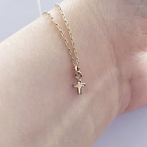 Tiny gold cross necklace small gold cross faith necklace delicate dainty everyday illusy image 7