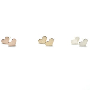 Small heart post earrings - silver / gold / pink rose - heart studs - dainty minimal