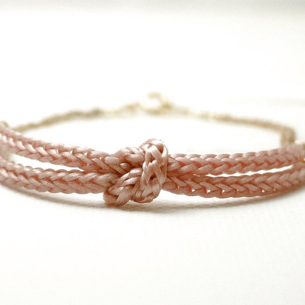 Knot bracelet - pink knot bracelet - nautical bracelet - country chic - friendship bracelet - together bracelet - tied bracelet