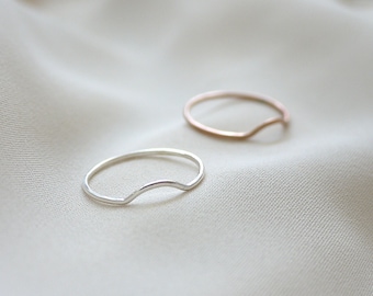 Curve ring - minimalist band - bump ring - silver curve - gold curve - dainty