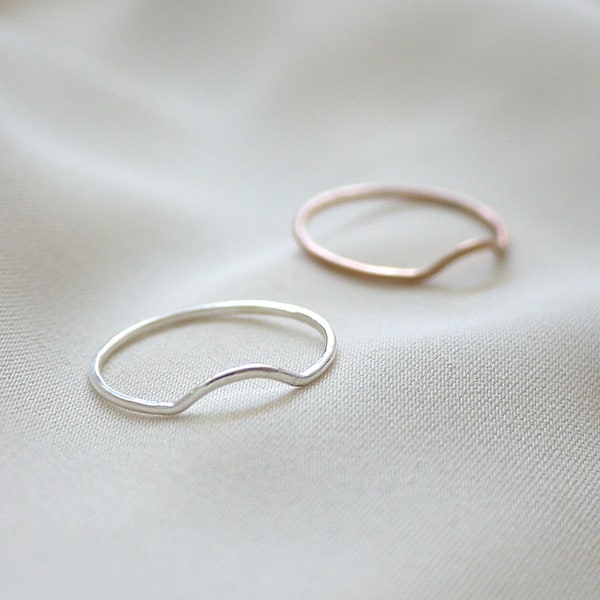 Curve ring - minimalist band - bump ring - silver curve - gold curve - dainty