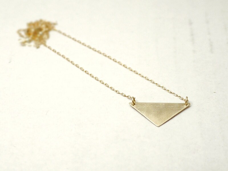 Gold Triangle Necklace - Brass and Gold Filled - Minimal Geometric ...