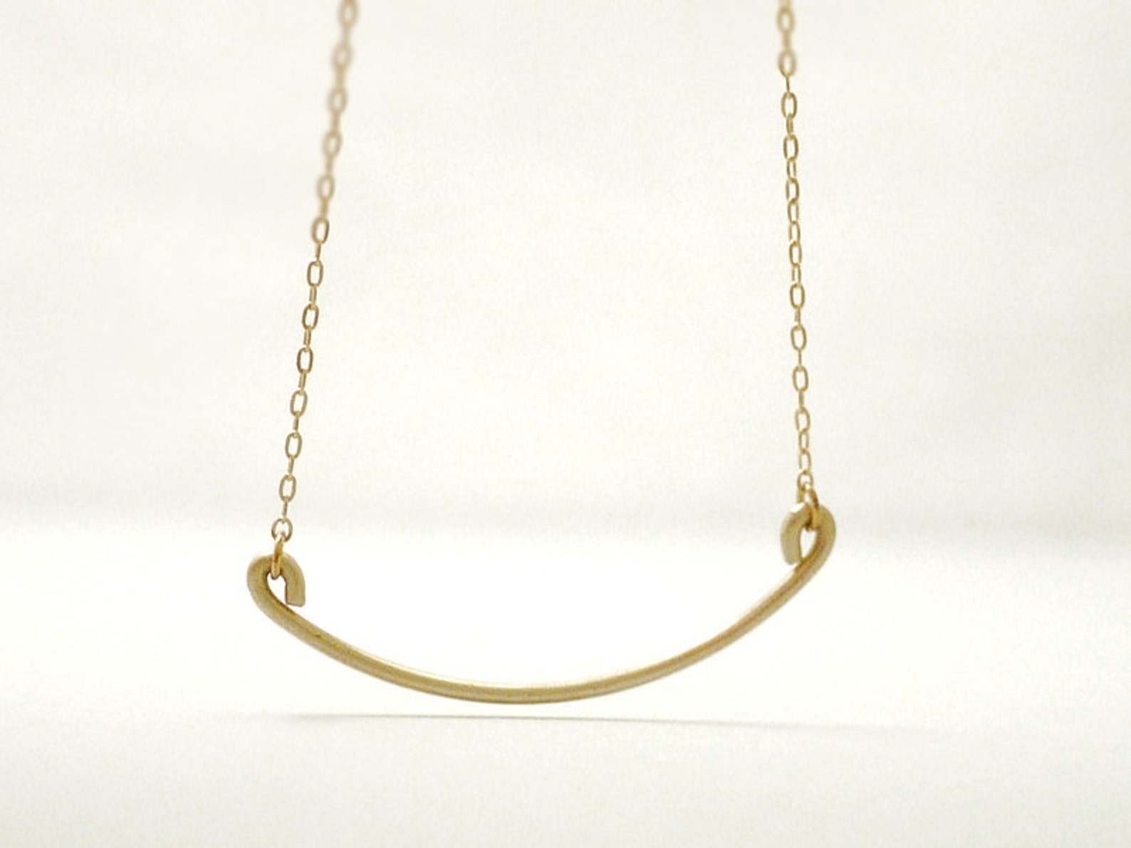 Gold Curve Bar Necklace Thin Brass Wire on Gold Filled Etsy