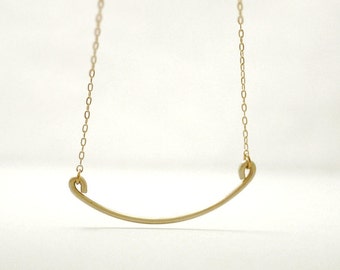 Gold Curve Bar Necklace - Thin bar necklace - Minimalist jewelry - Dainty jewelry